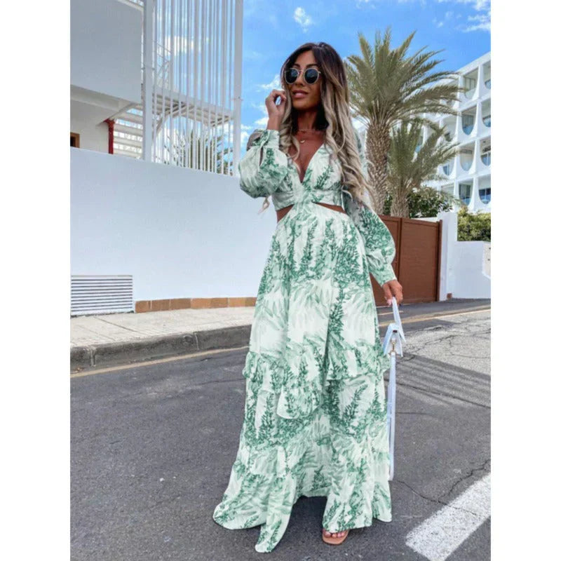 Maxi Dress Women | Cut-Out Waist & Boho Floral Occasion Style