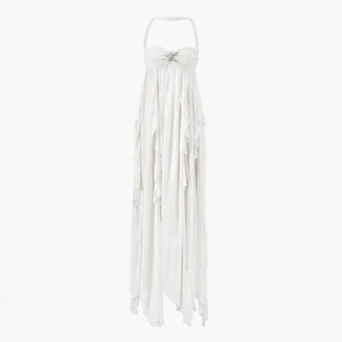 Maxi Dress Women | Halter Neck Ruffle & Ethereal Flowing Occasion Style
