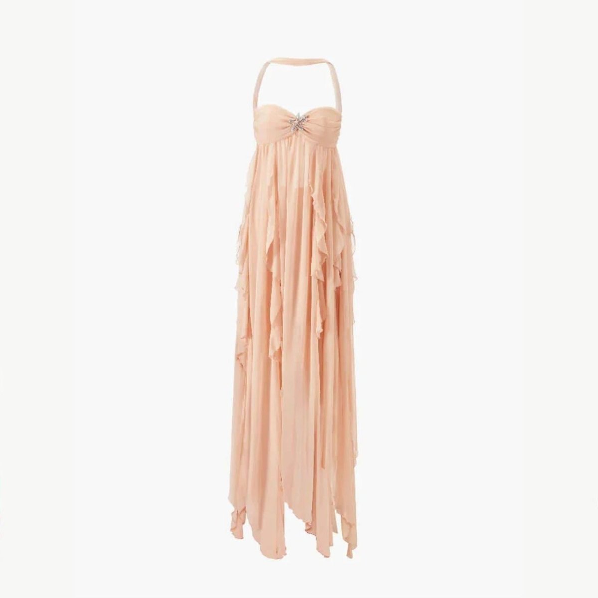 Maxi Dress Women | Halter Neck Ruffle & Ethereal Flowing Occasion Style