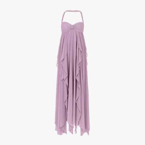 Maxi Dress Women | Halter Neck Ruffle & Ethereal Flowing Occasion Style