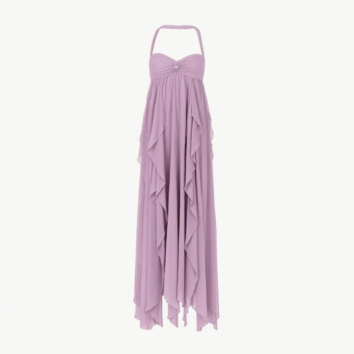 Maxi Dress Women | Halter Neck Ruffle &amp; Ethereal Flowing Occasion Style