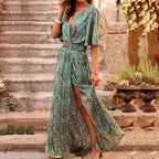 Maxi Summer Dress Women | Bohemian Floral Print & V-Neck Style
