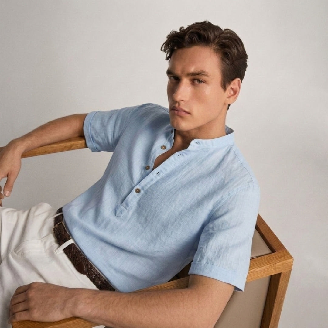 Men's Henley Shirt | Stand Collar Design