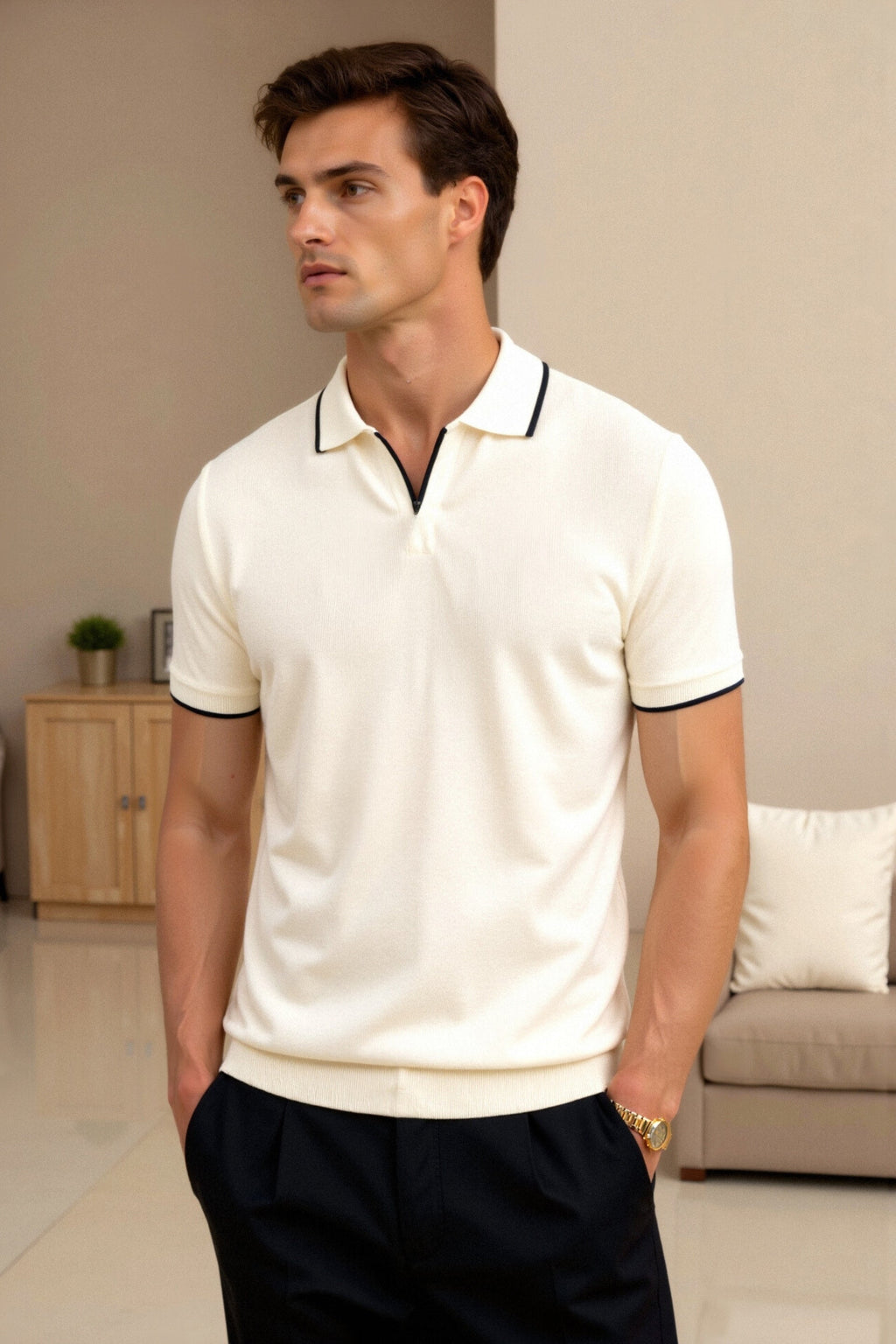 Men's Polo Shirt | Contrast Tipped Collar Design