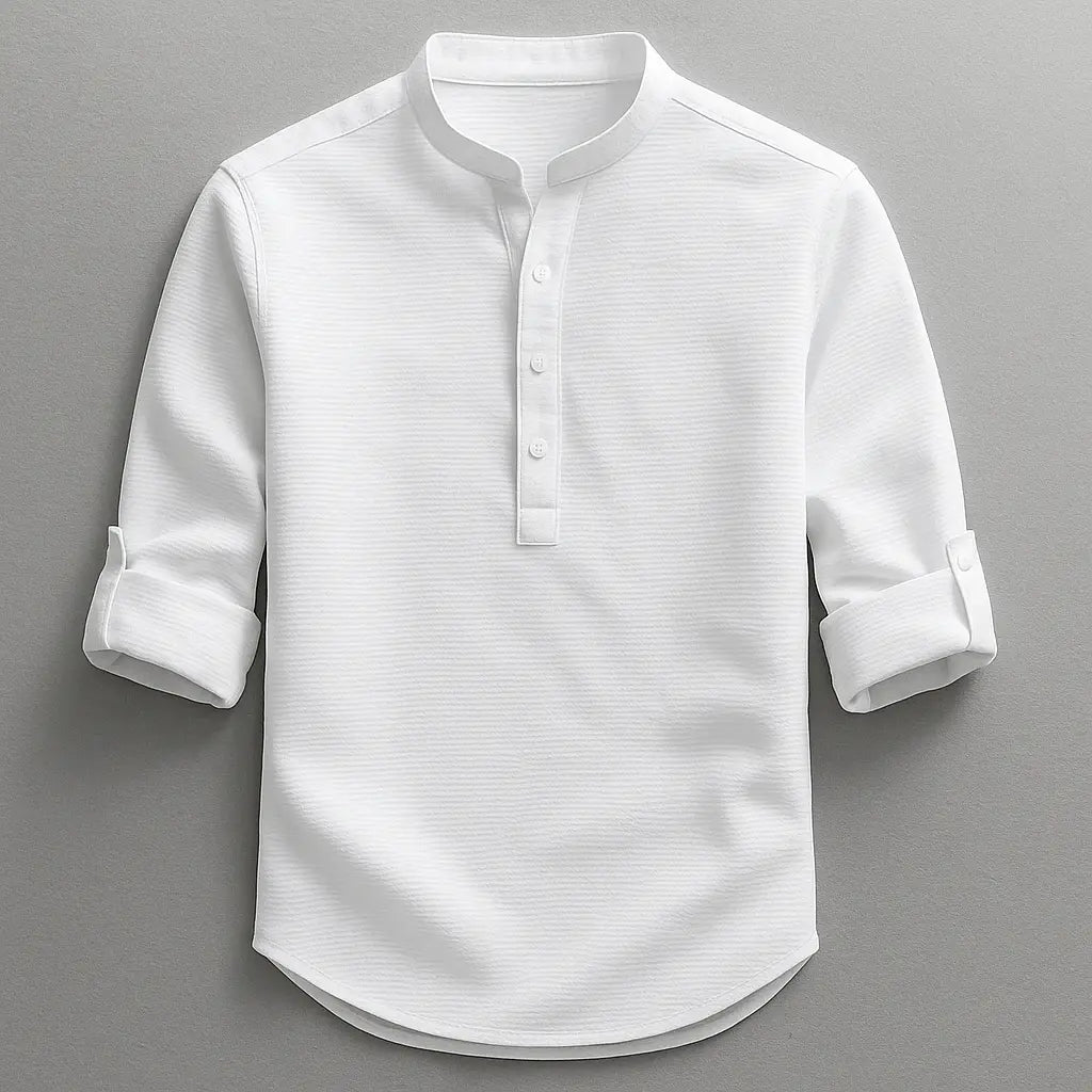 Men's Polo Shirt | Mandarin Collar & Roll-Up Sleeve