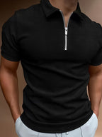 Men's Polo Shirt | Quarter Zip & Waffle Texture