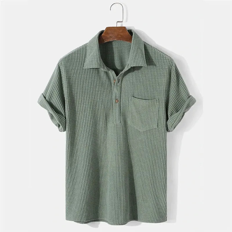 Men's Polo Shirt | Ribbed Texture & Chest Pocket Design