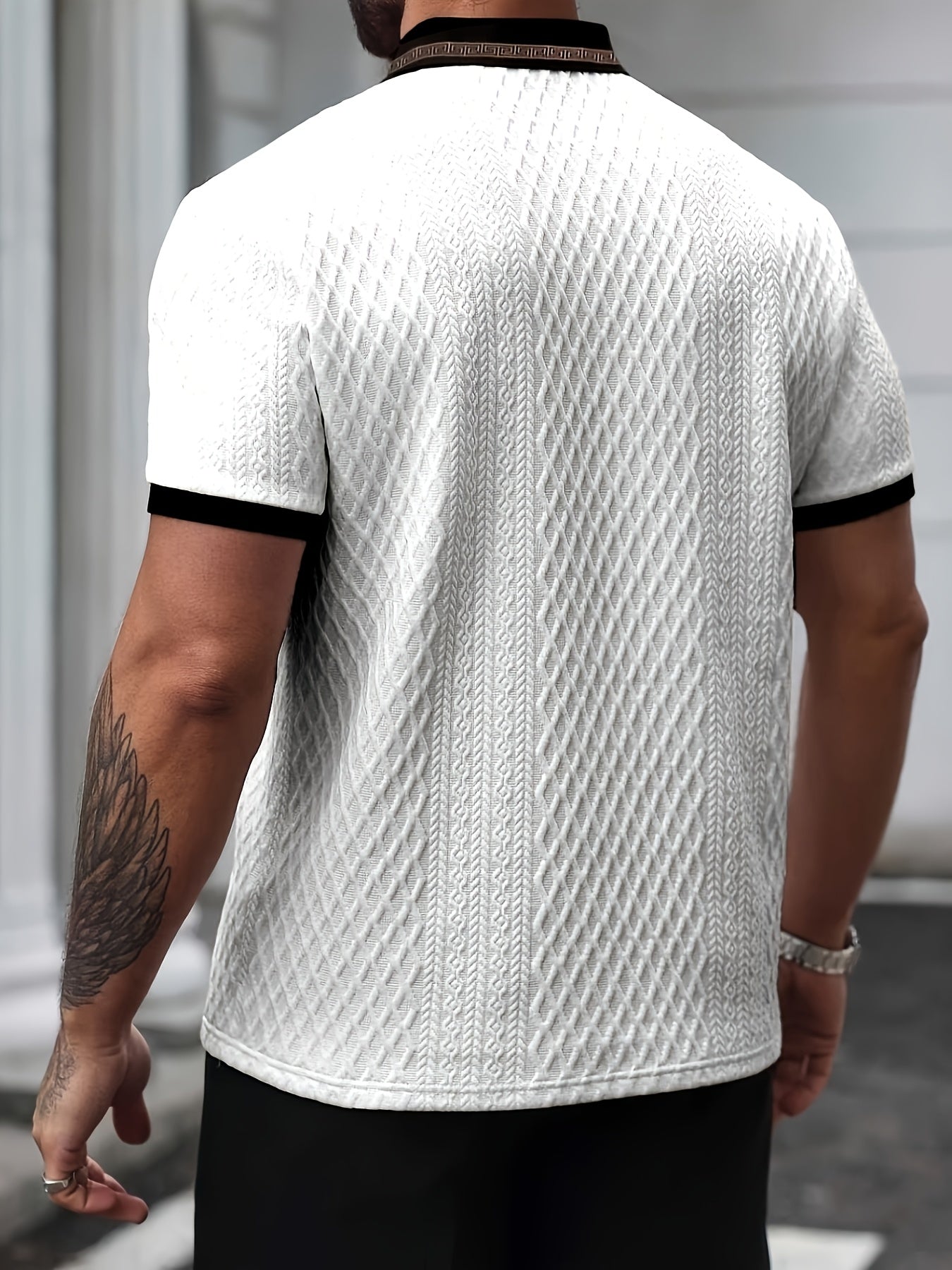 Men's Polo Shirt | Textured Knit & Contrast Collar