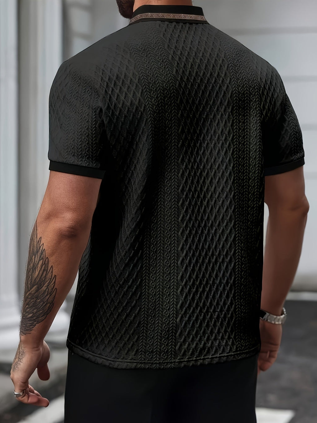 Men's Polo Shirt | Textured Knit & Contrast Collar