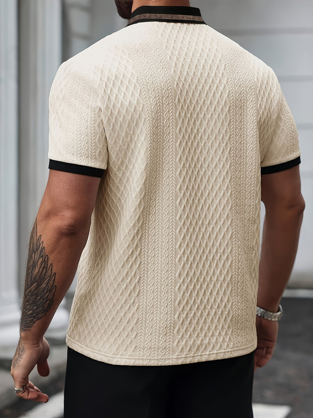 Men's Polo Shirt | Textured Knit & Contrast Collar