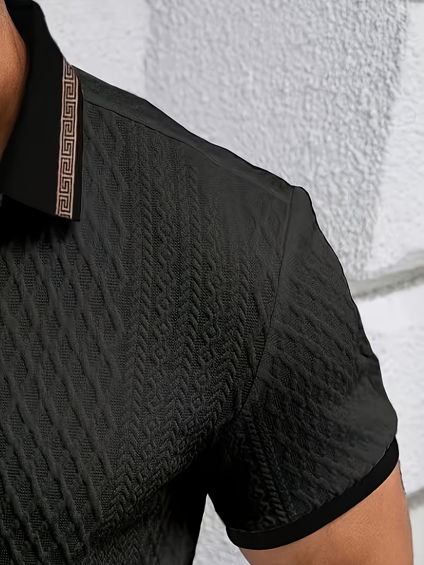 Men's Polo Shirt | Textured Knit & Contrast Collar