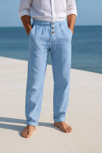 Men's Straight Leg Trousers | Relaxed Fit Smart Casual Holiday Pants