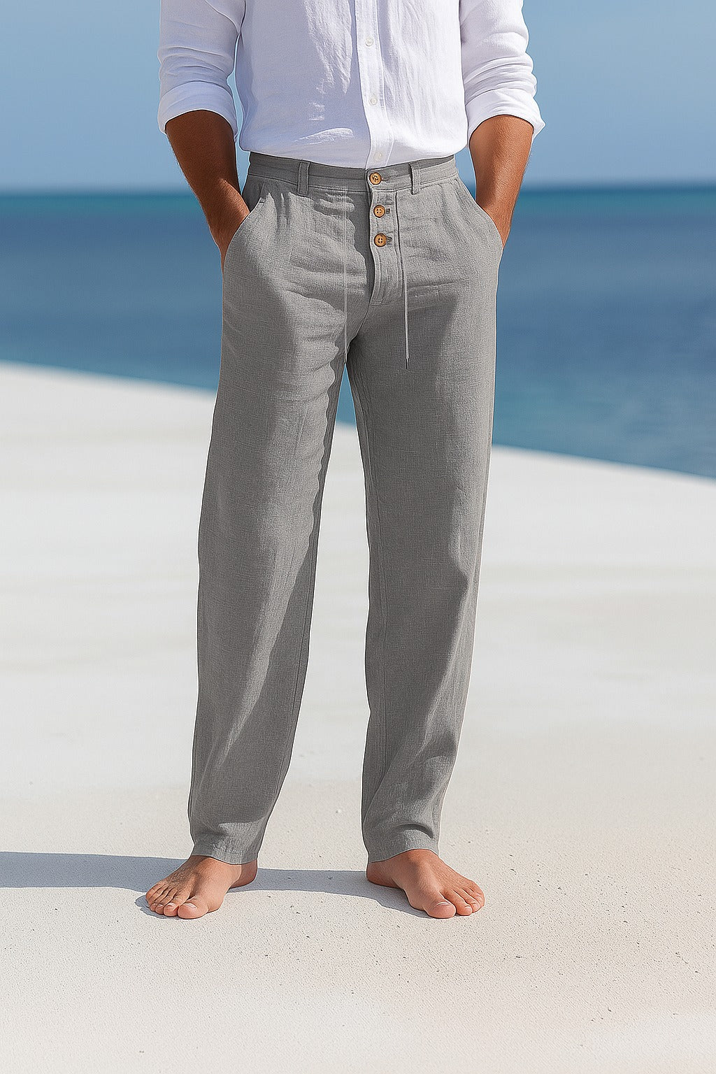 Men's Straight Leg Trousers | Relaxed Fit Smart Casual Holiday Pants