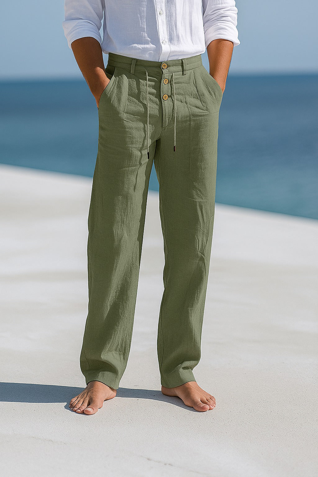 Men's Straight Leg Trousers | Relaxed Fit Smart Casual Holiday Pants