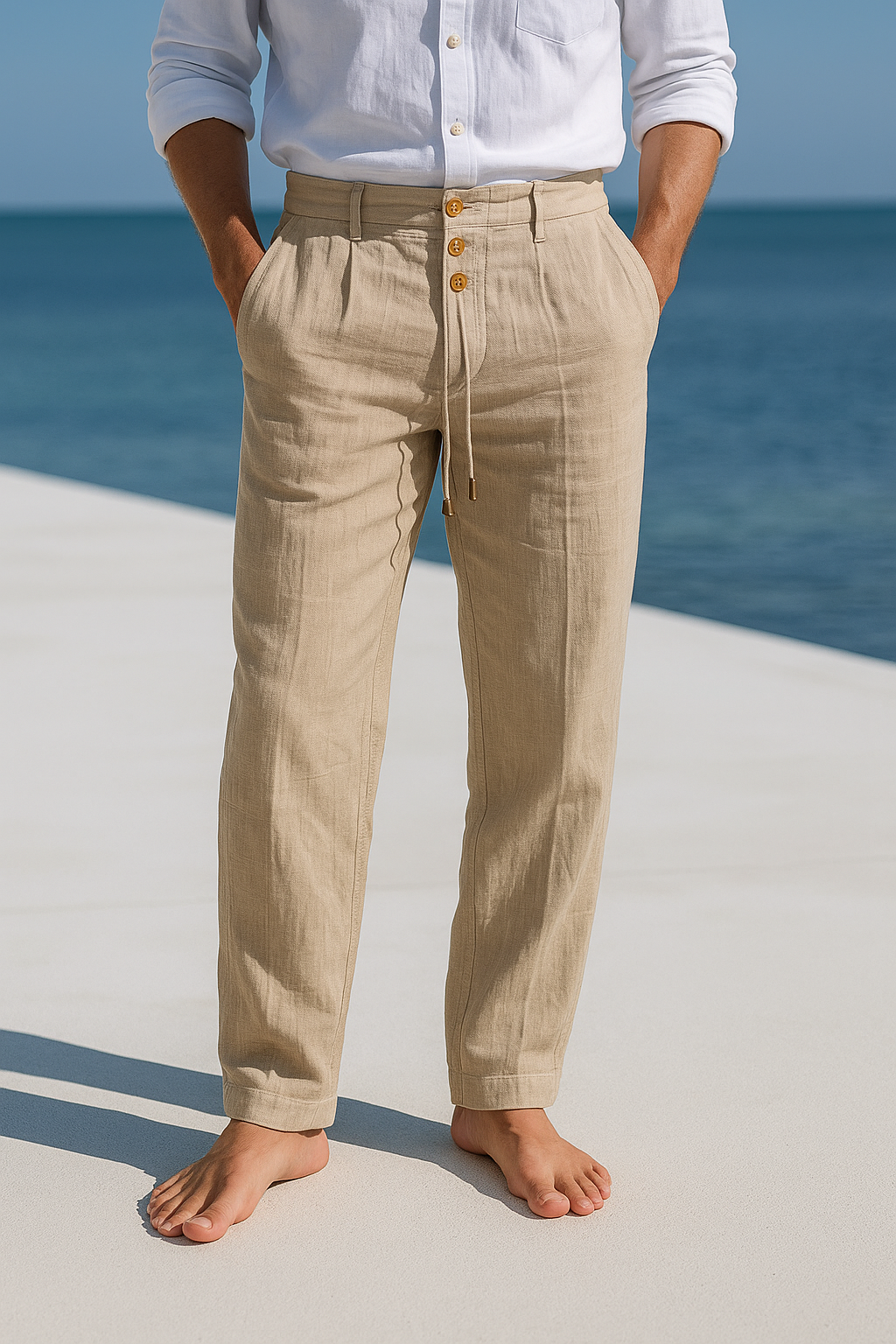 Men's Straight Leg Trousers | Relaxed Fit Smart Casual Holiday Pants