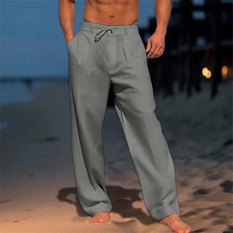 Men's Trousers | Relaxed Drawstring Wide Leg Smart Casual Pants
