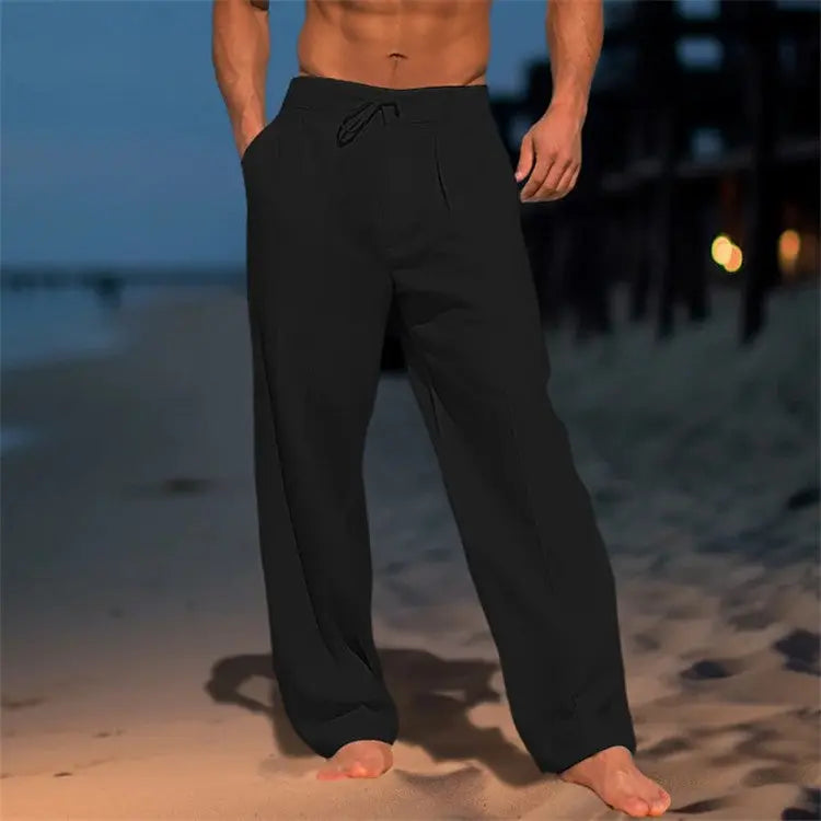 Men's Trousers | Relaxed Drawstring Wide Leg Smart Casual Pants