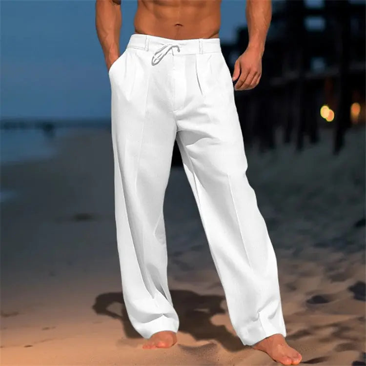 Men's Trousers | Relaxed Drawstring Wide Leg Smart Casual Pants