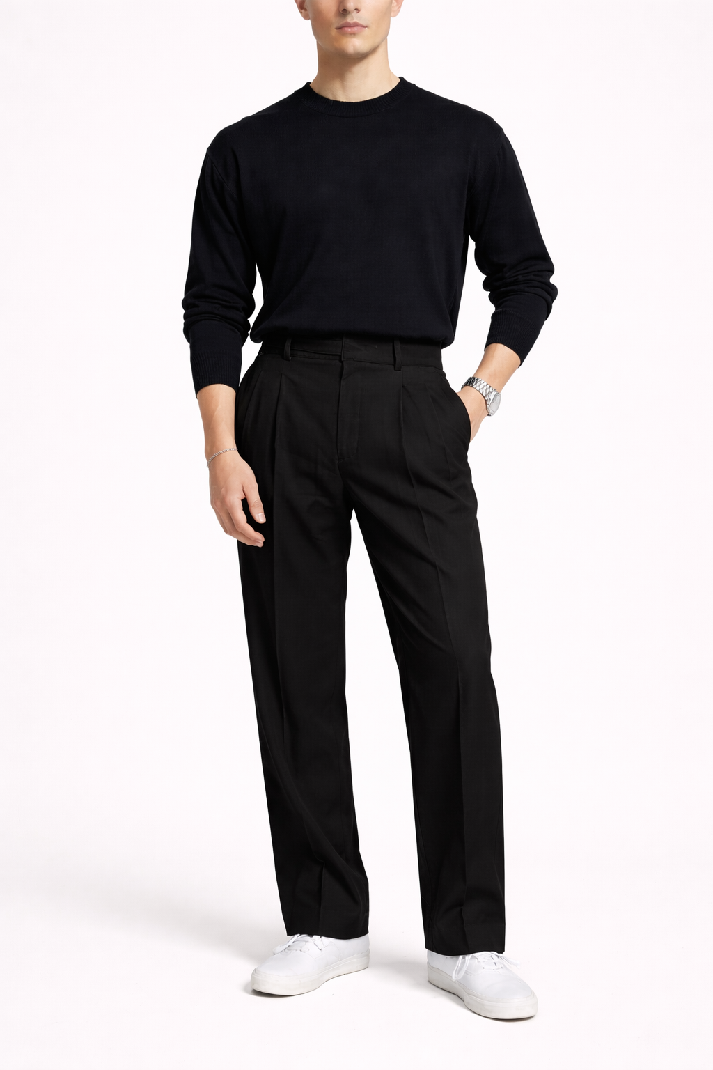 Men's Trousers | Wide Leg Pleated & High Waist