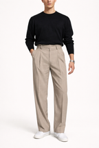 Men's Trousers | Wide Leg Pleated & High Waist