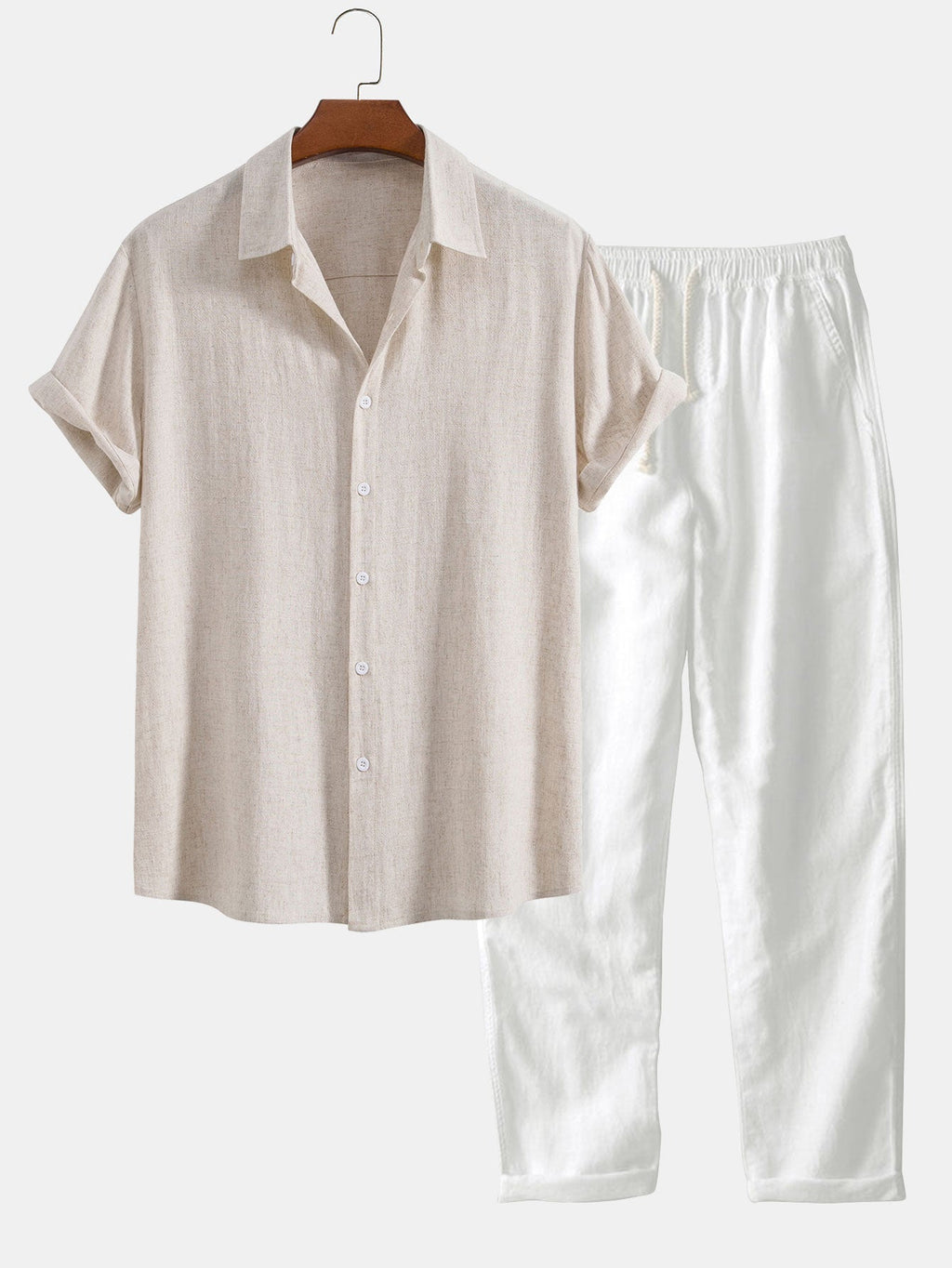 Men's Two Piece Set | Notched Collar Shirt & Trousers