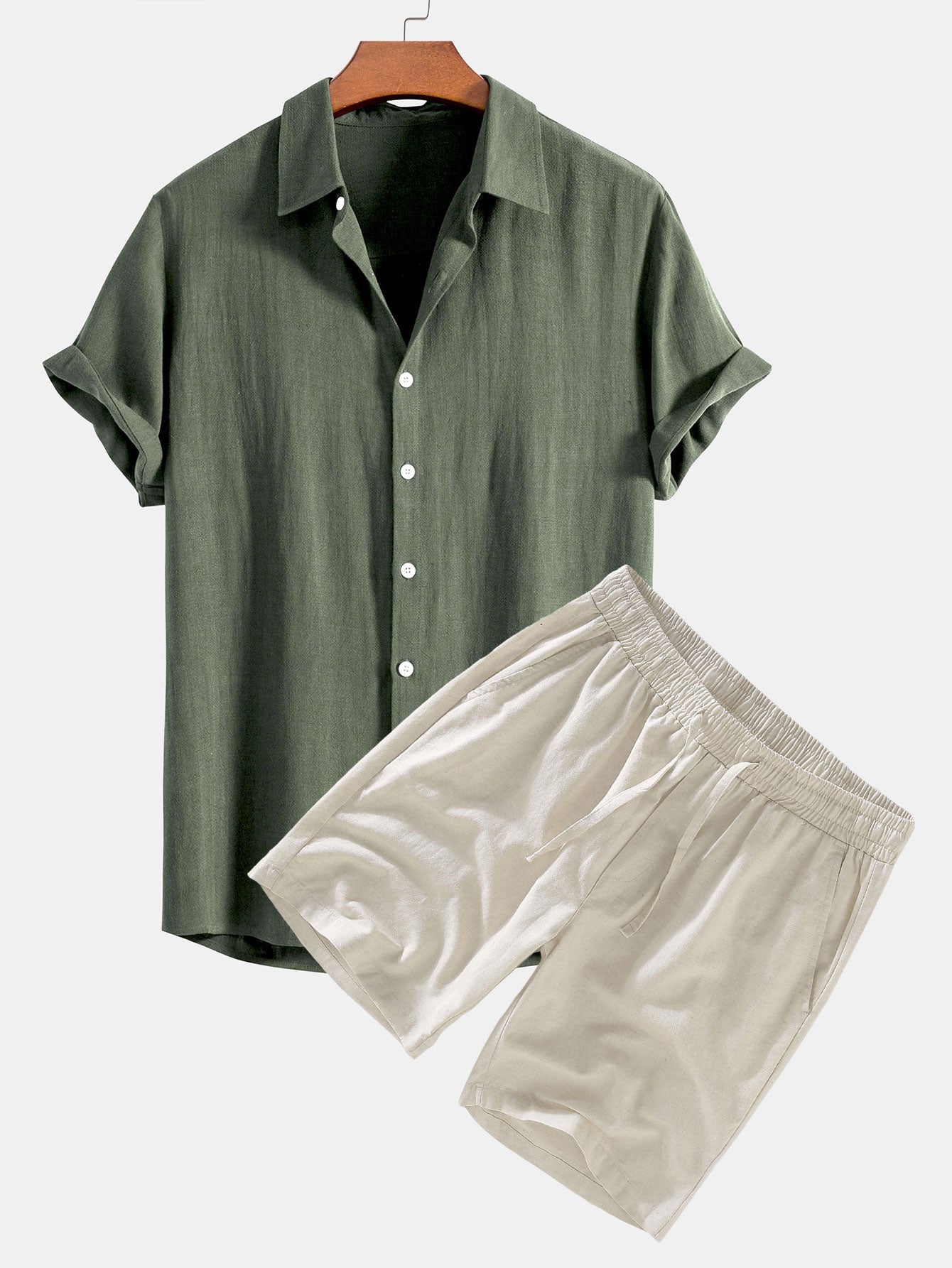Men's Two Piece Set | Shirt & Shorts Summer Outfit