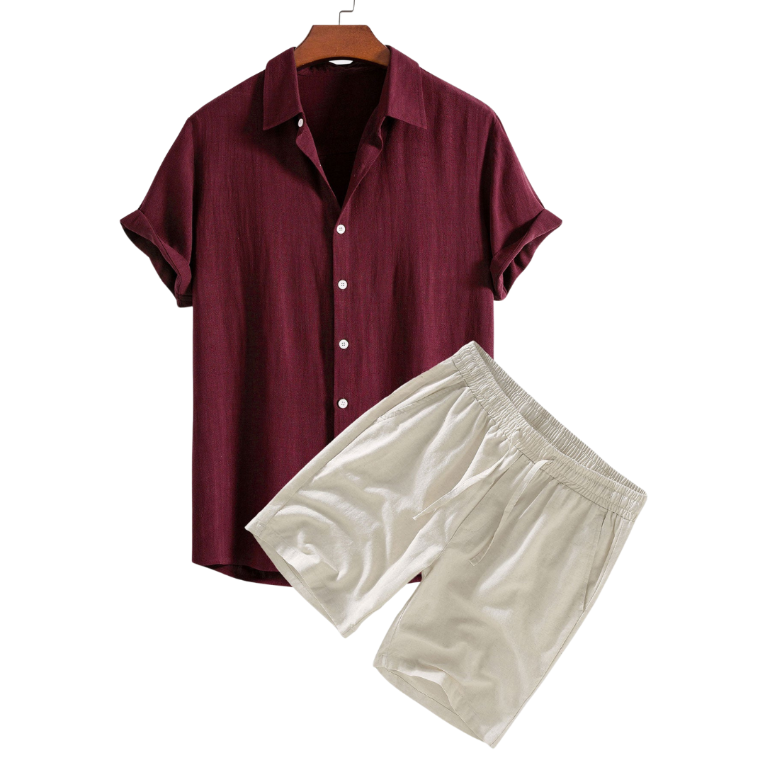 Men's Two Piece Set | Shirt & Shorts Summer Outfit