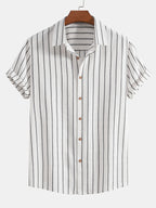 Men's Two Piece Set | Striped Shirt & Drawstring Trousers