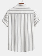 Men's Two Piece Set | Striped Shirt & Drawstring Trousers