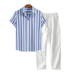 Men's Two Piece Set | Striped Shirt & Trousers