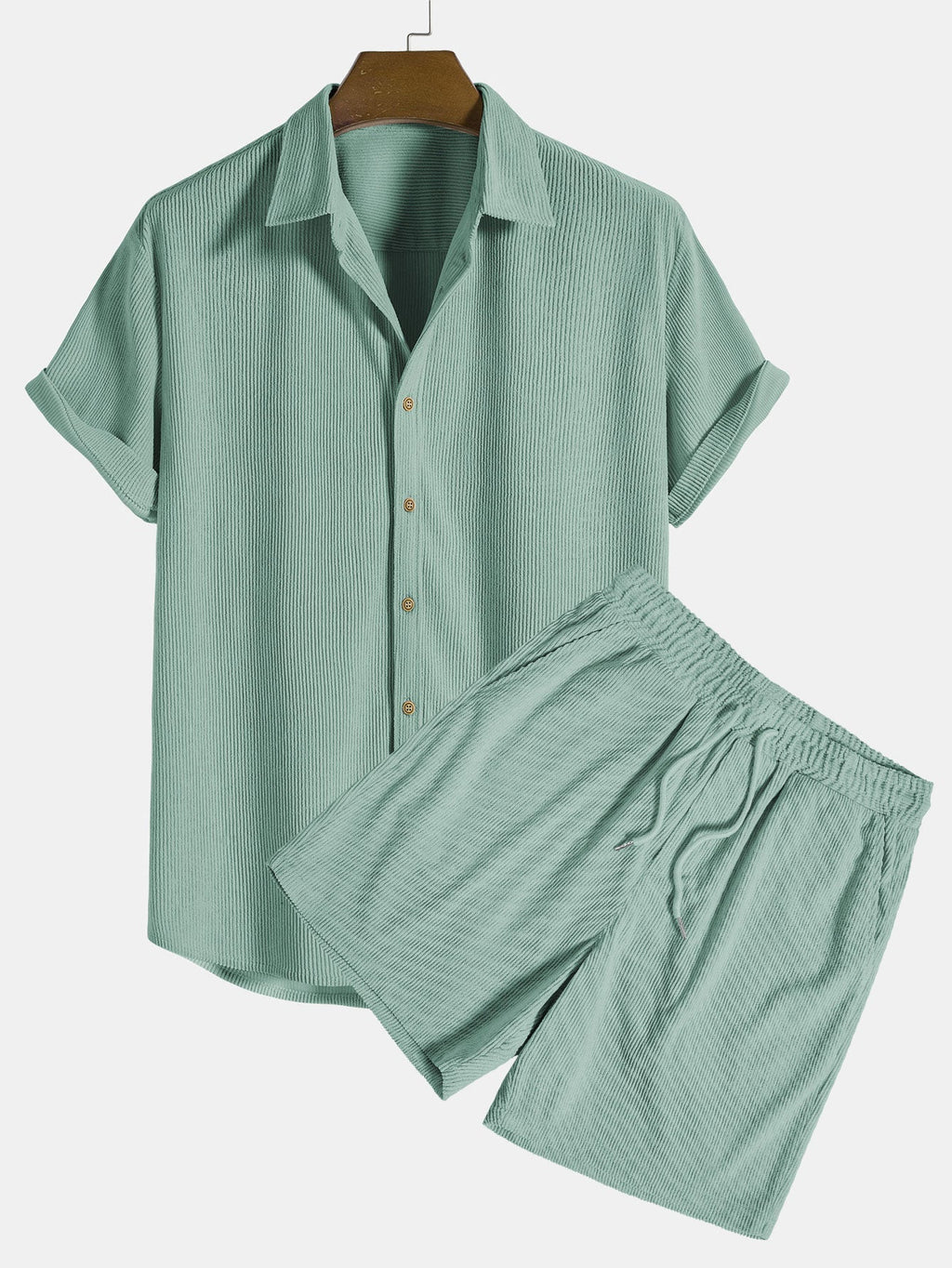 Men's Two Piece Set | Textured Shirt & Shorts
