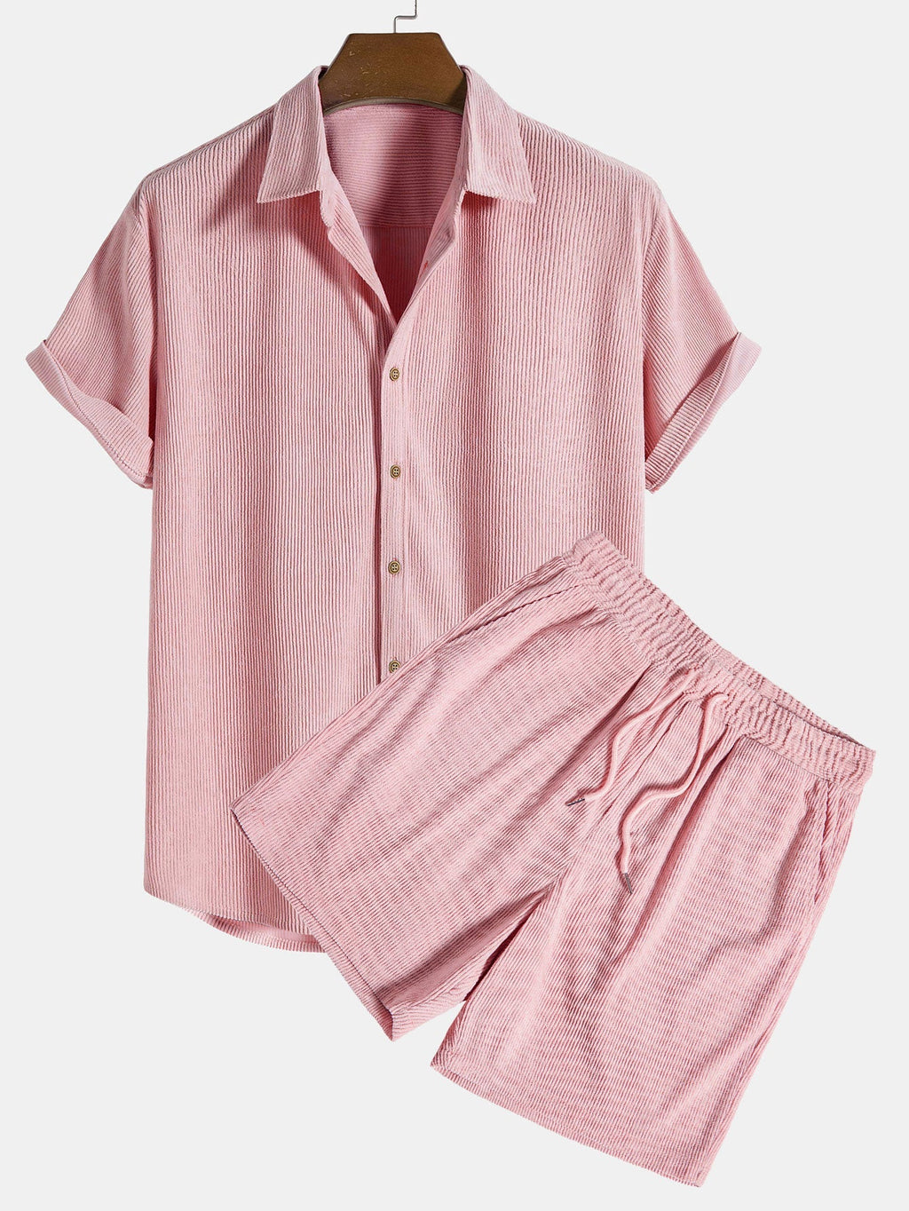 Men's Two Piece Set | Textured Shirt & Shorts
