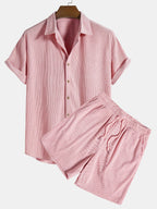Men's Two Piece Set | Textured Shirt & Shorts