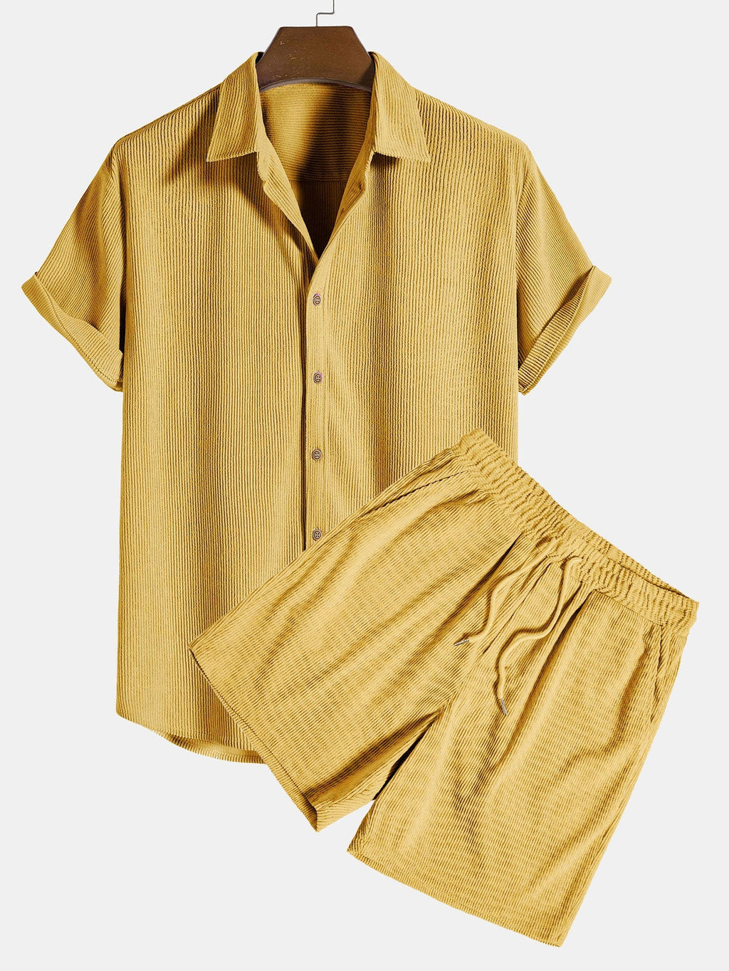 Men's Two Piece Set | Textured Shirt & Shorts