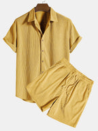 Men's Two Piece Set | Textured Shirt & Shorts