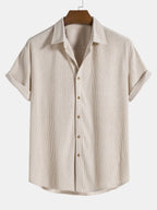 Men's Two Piece Set | Textured Shirt & Shorts