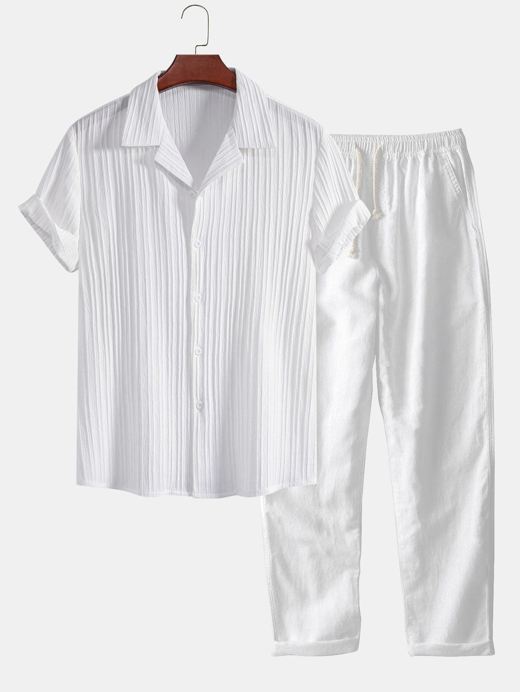 Men's Two Piece Set | Textured Shirt & Trousers