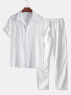 Men's Two Piece Set | Textured Shirt & Trousers