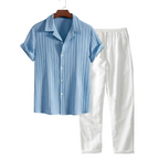 Men's Two Piece Set | Textured Shirt & Trousers