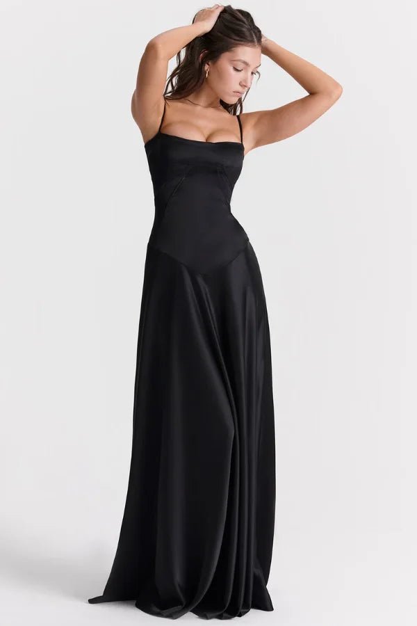 Mia | Elegant Floor-Length Satin Maxi Dress for Women