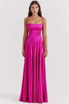 Mia | Elegant Floor-Length Satin Maxi Dress for Women