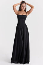 Mia | Elegant Floor-Length Satin Maxi Dress for Women
