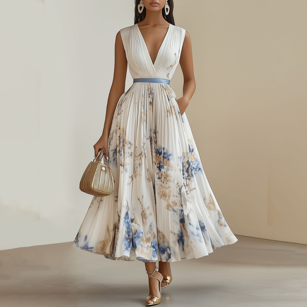 Mia | Elegant Floral Wedding Guest Dress with Flowy Skirt