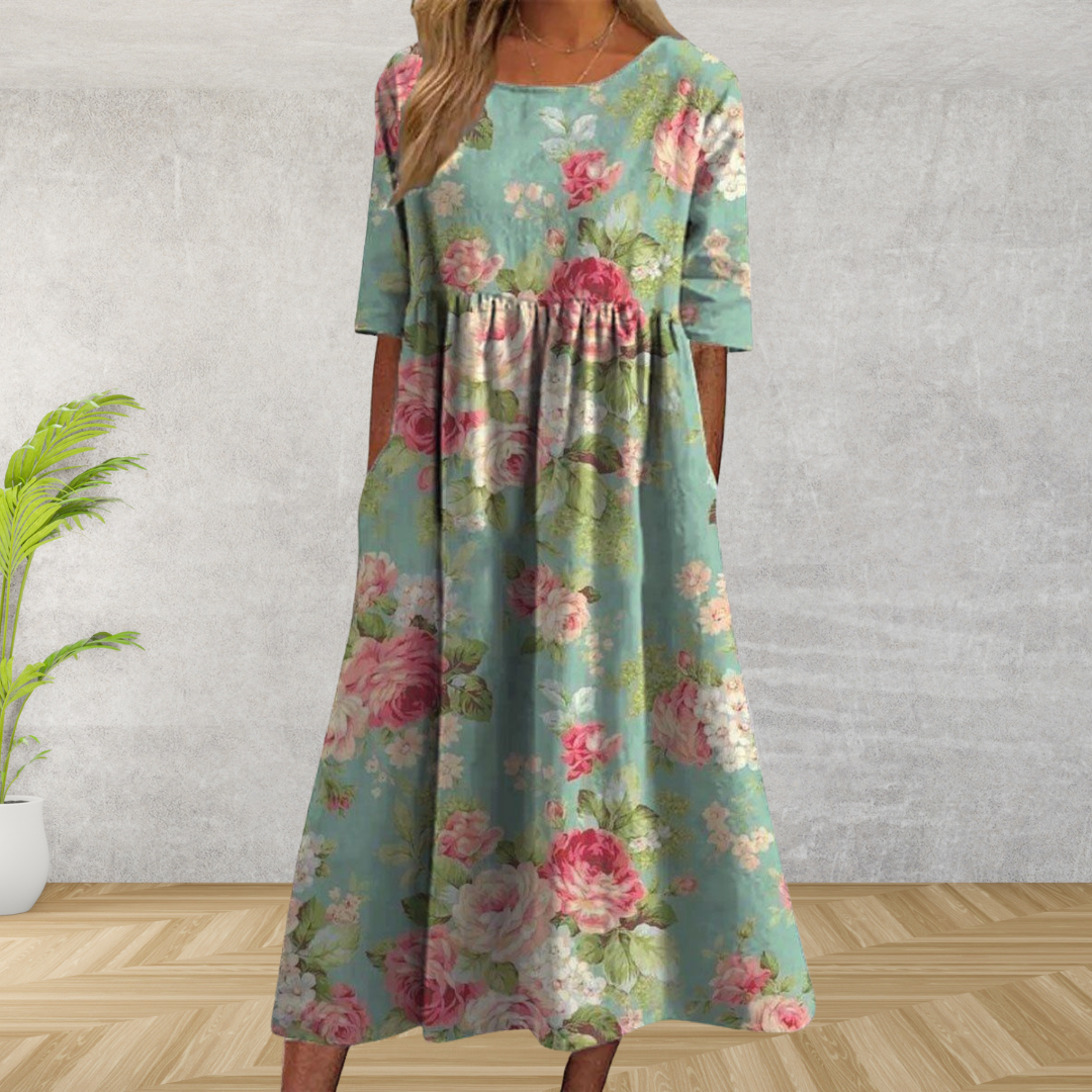 Midi Dress Women | Floral Print &amp; Relaxed Everyday Comfort
