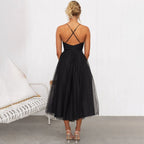 Midi Dress Women | Tulle Skirt Corset Bodice & Spaghetti Strap Design