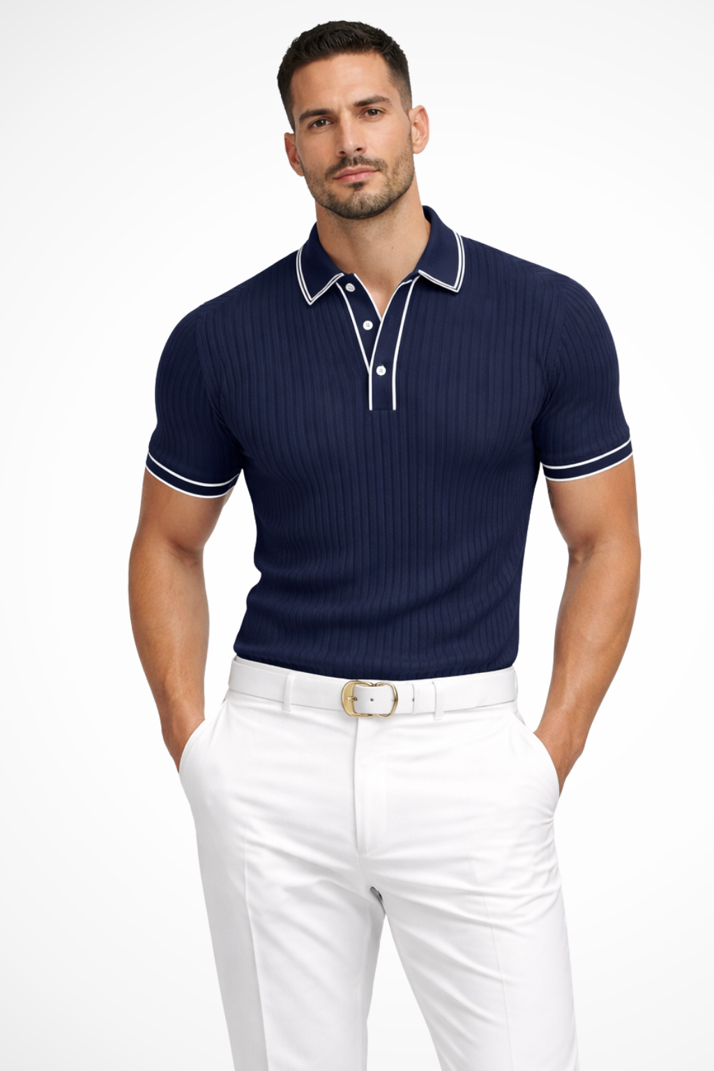 Noah | Stylish Ribbed Knit Golf Polo Shirt for Men