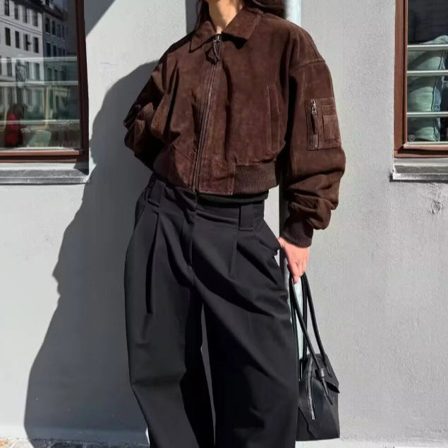 Women's Cropped Bomber Jacket | Elasticated Cuffs & Side Pockets 2