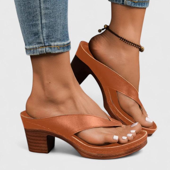 Women's Heels | Thong Toe Block Heel Slip-On Mule