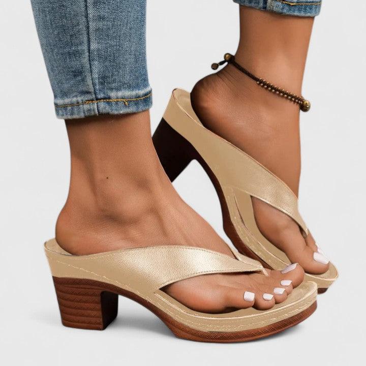 Women's Heels | Thong Toe Block Heel Slip-On Mule
