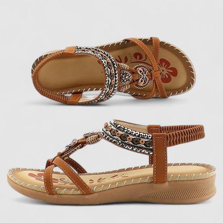 Women's Orthopedic Sandals | Boho Beaded Elastic Flat